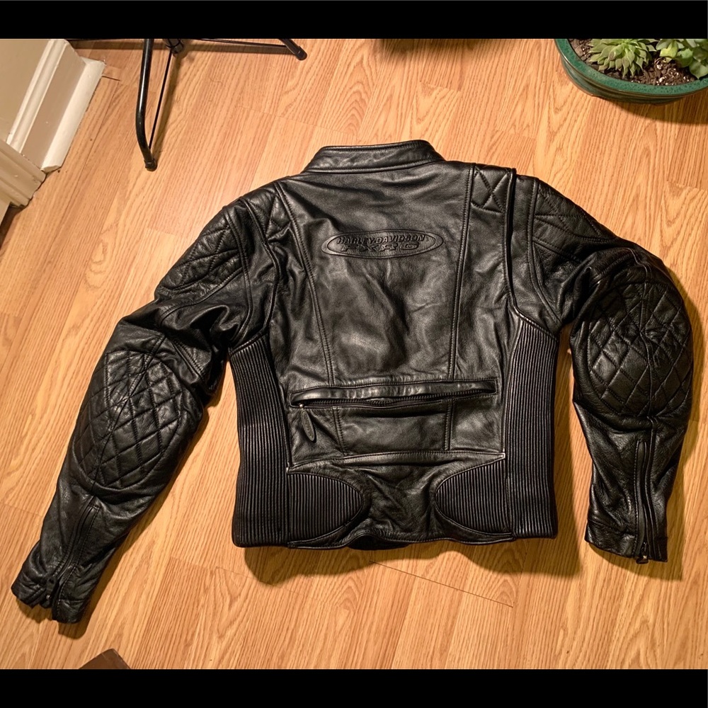 Harley Davidson HD FXRG leather loaded riding jacket heavy duty pads pockets